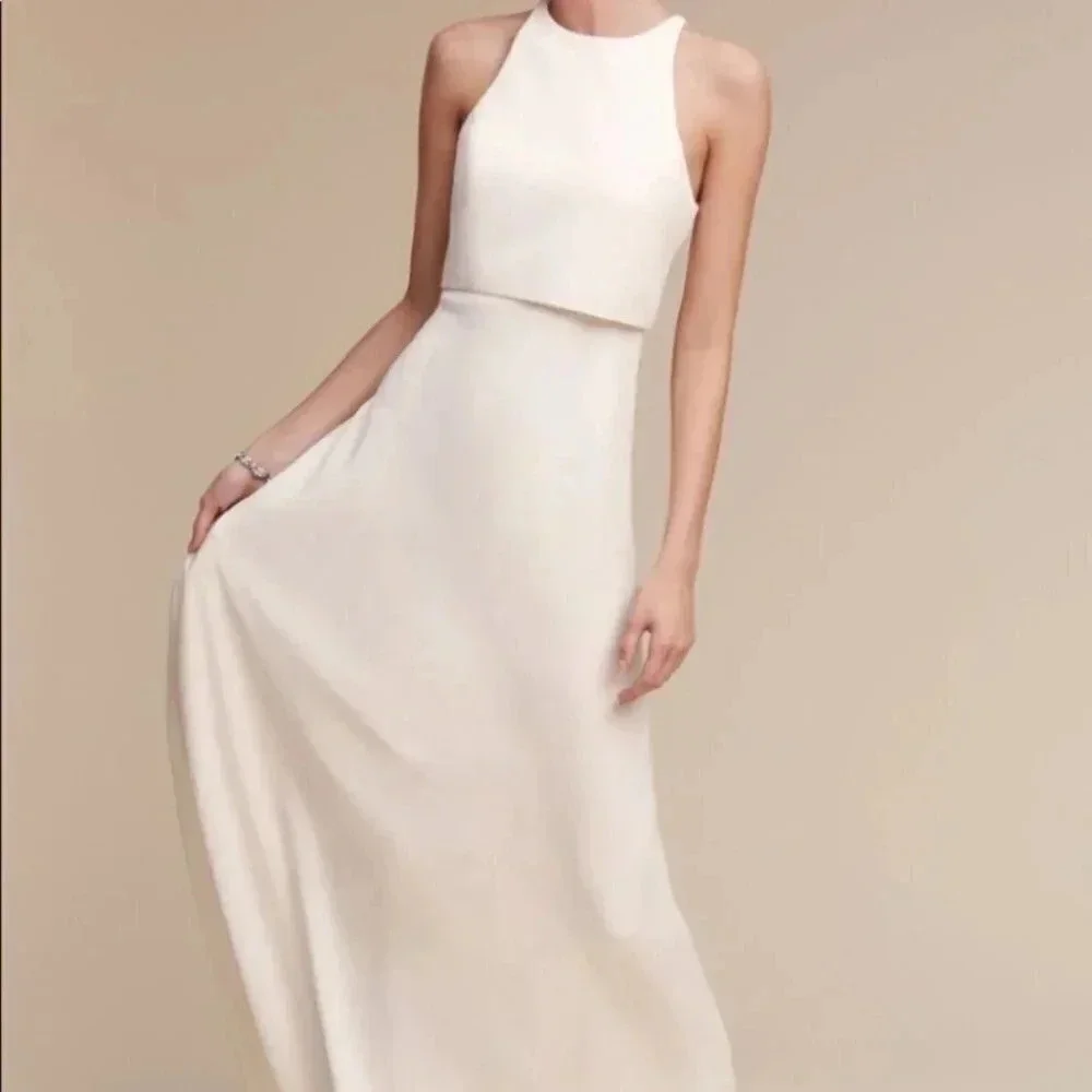NWT Anthropologie BHLDN Jill Stuart Iva Crepe Maxi Dress Wedding Bridal 14 - Picture 10 of 17